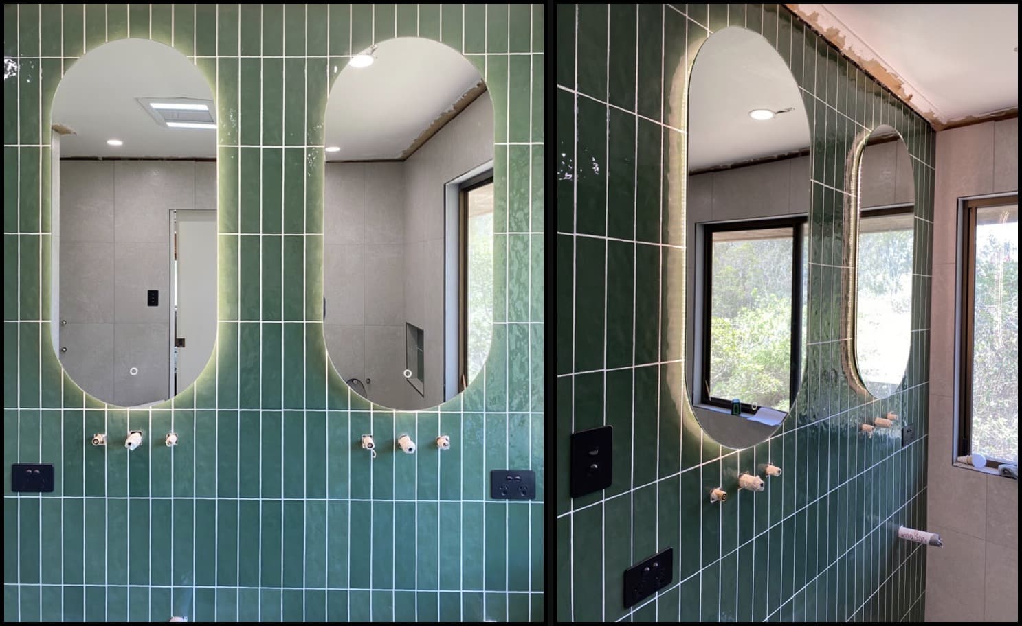 Warm light installation in bathroom mirror area